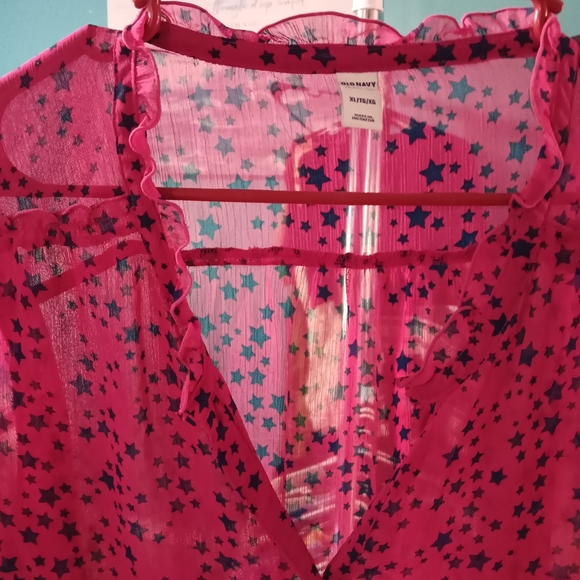 Old Navy Pink Sheer Star Blouse - Picture 2 of 8